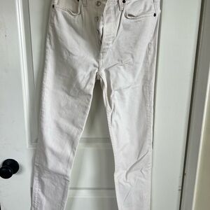 Re/Done White High-Rise Button-Fly Jeans